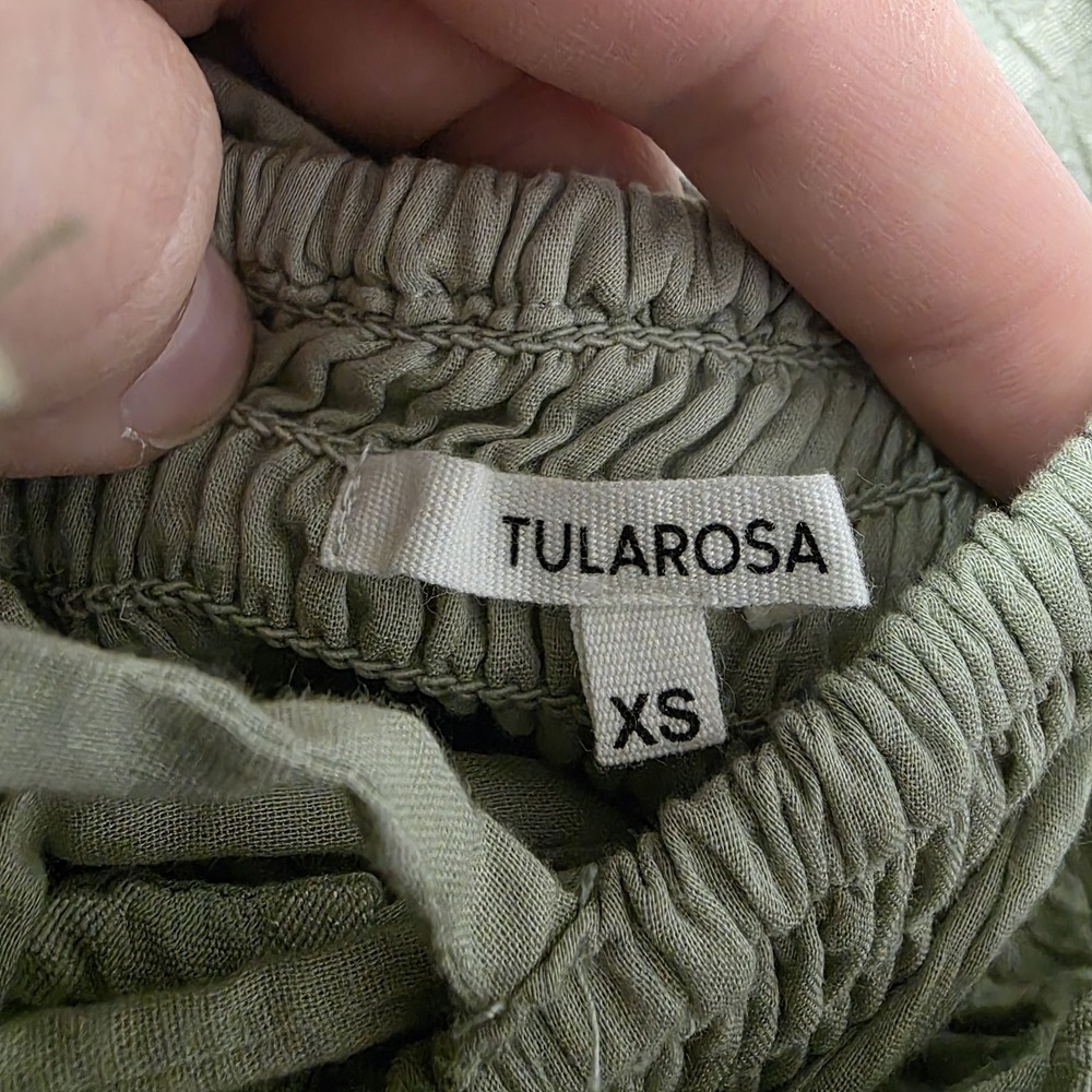Tularosa Frankie Midi Dress Size XS Tiered Smocked Green Fairy Grunge Boho Bow - Picture 7 of 13